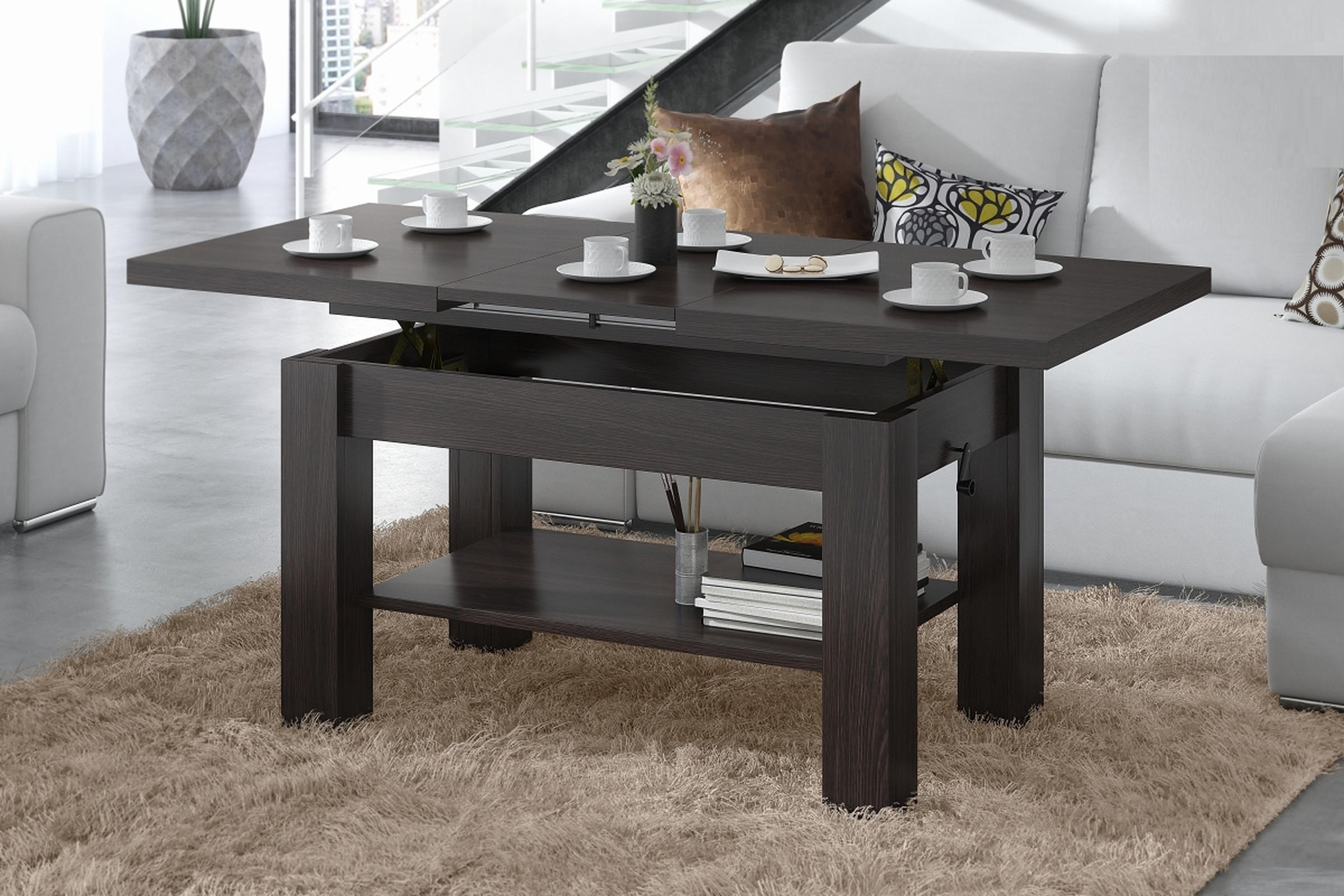 COUCHTISCH rechteckig Walnuss Wenge ausziehbar höhenverstellbar - Wengefarben, Holzwerkstoff (68/110/59cm) - designimpex