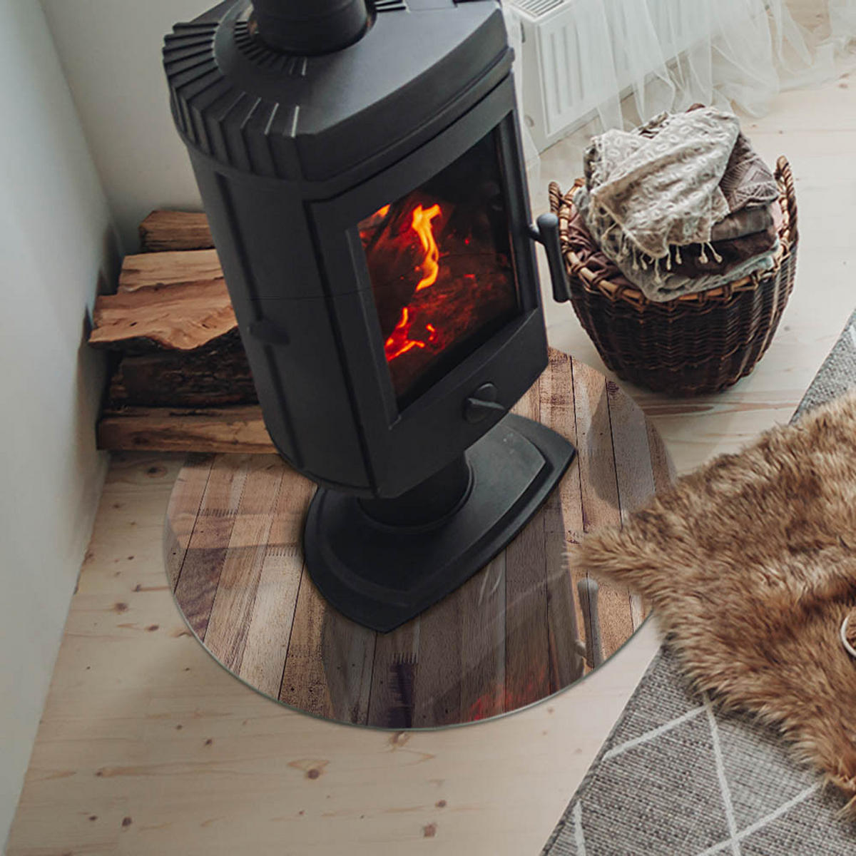 GLASPLATTE für Kamin Ø 60 cm Braun - Braun, Glas (60/60/0.4cm) - ArtPrintCave