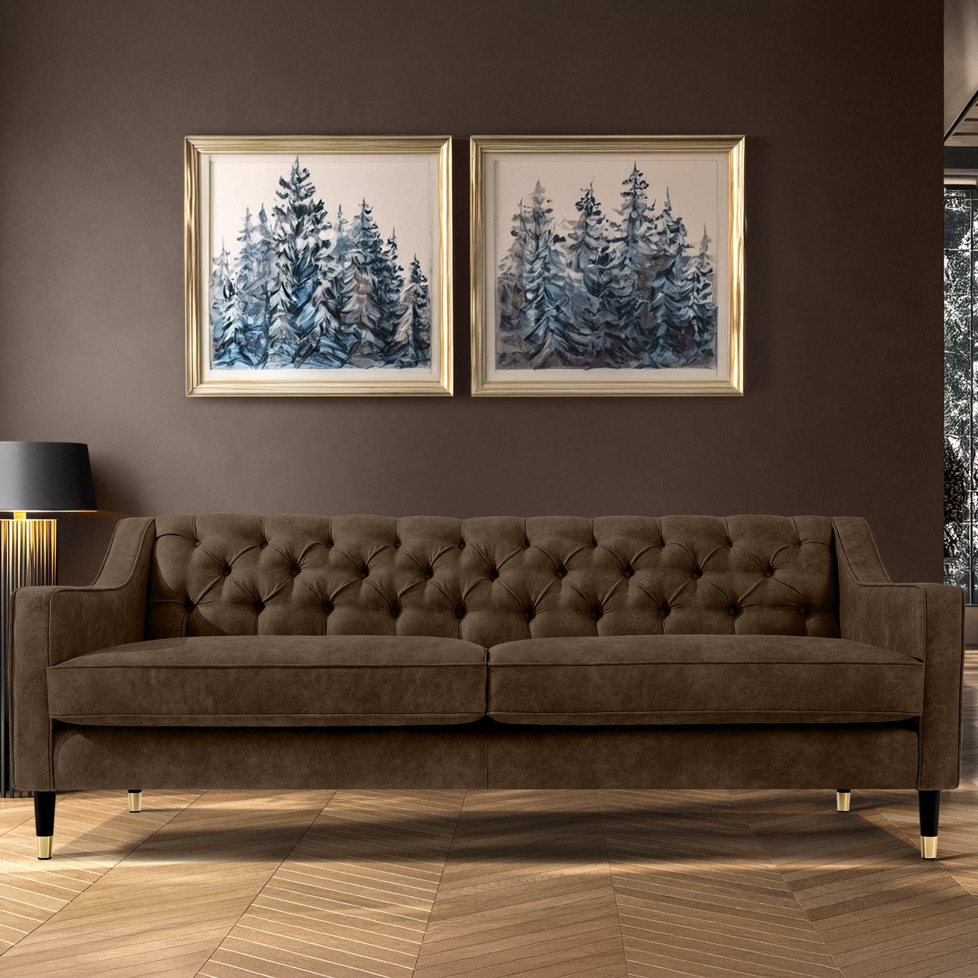 Thumbnail - Konsimo® 3-Sitzer-Sofa, Dunkelbraun, Holz, Holzwerkstoff, 192x78x80 cm, Wohnzimmer, Sofas & Couches, Sofas, 3-Sitzer Sof...