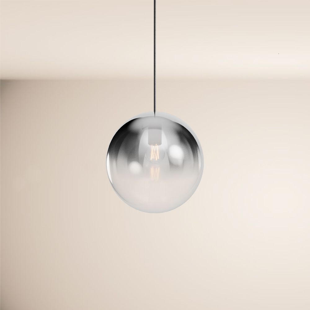 HÄNGELAMPE Orb 1.5m Abhängung Rauch Verlauf/Schwarz Ø 30cm - Schwarz/Grau, Glas (30/30/30cm) - s.luce