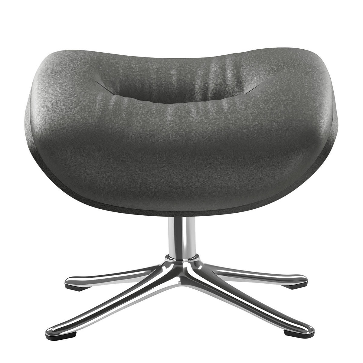 POLSTERHOCKER - Chromfarben/Grau, Leder/Metall (44/39/42cm) - home24