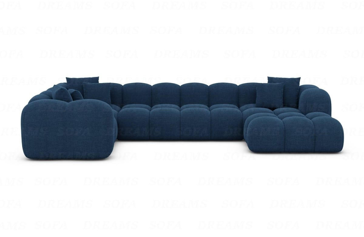WOHNLANDSCHAFT Cloud Blau Strukturstoff - Blau, Kunststoff (314/72/184cm)