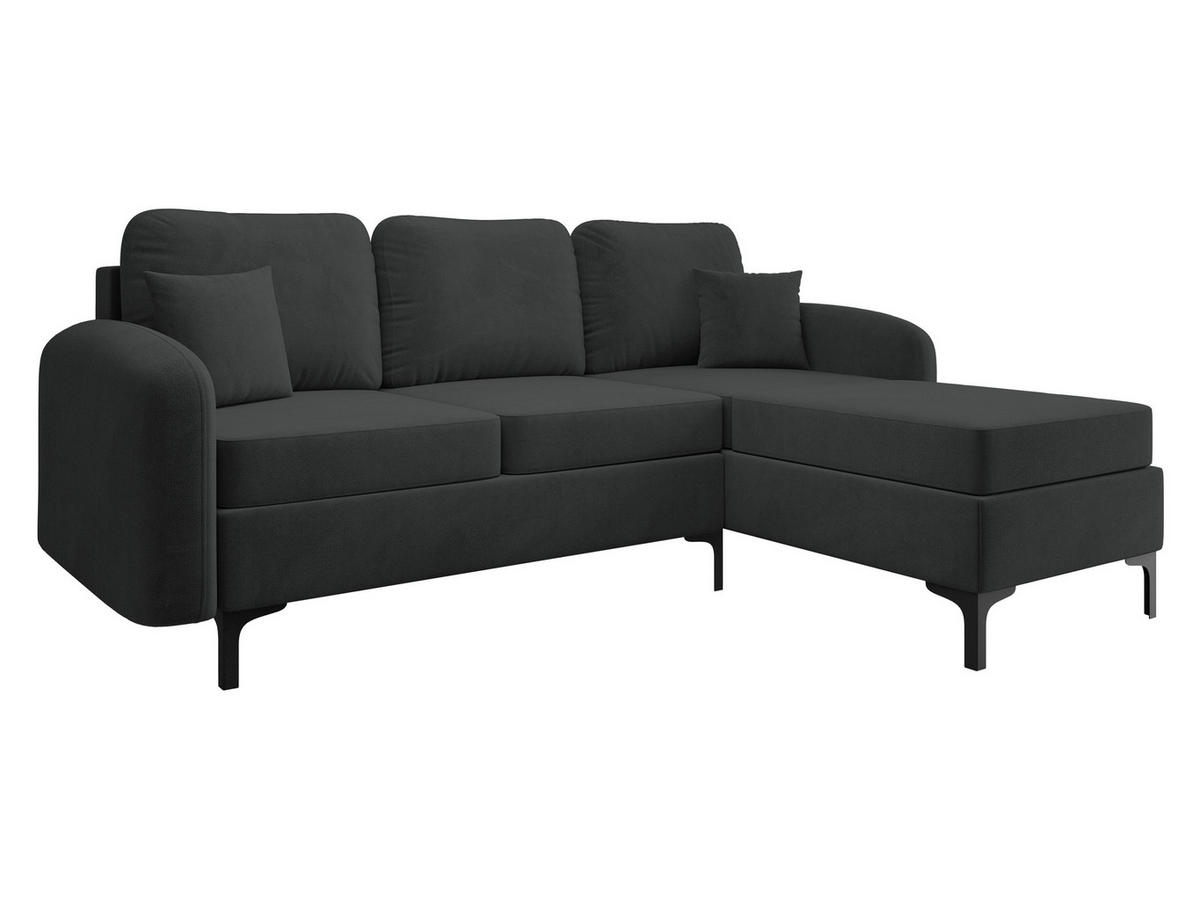 ECKSOFA Venice, Seite: Rechts - Schwarz/Braun, Holz/Textil (225/172cm) - MIRJAN24
