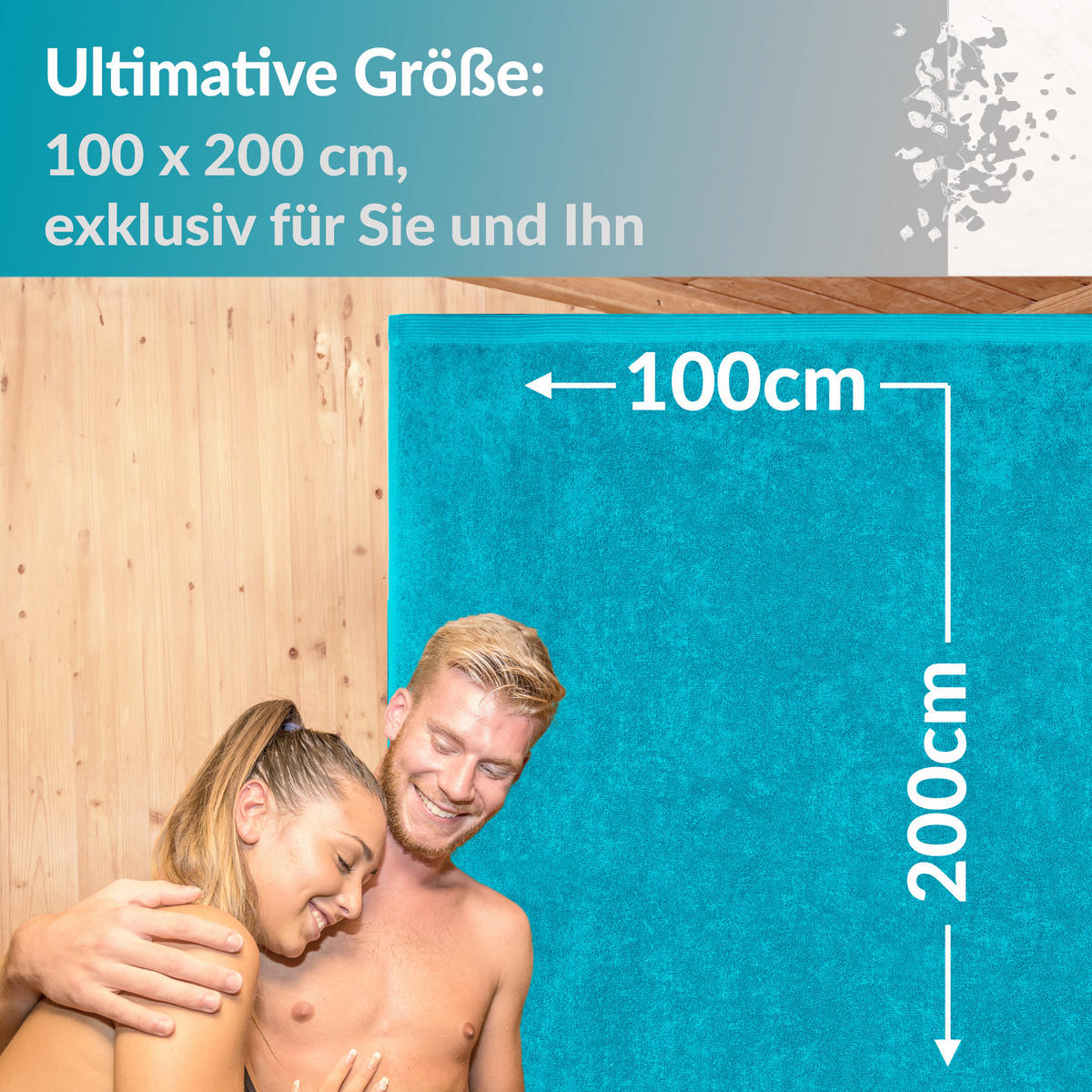SAUNATUCH Lillby Aquamarin Blau 100x200 cm - Blau, Textil (100/200cm) - Lashuma