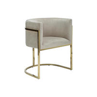 STUHL mit Armlehnen - Samt & Metall - Beige & Goldfarben - PERIA - Beige, Textil (56.5/76/60cm) - Pascal Morabito