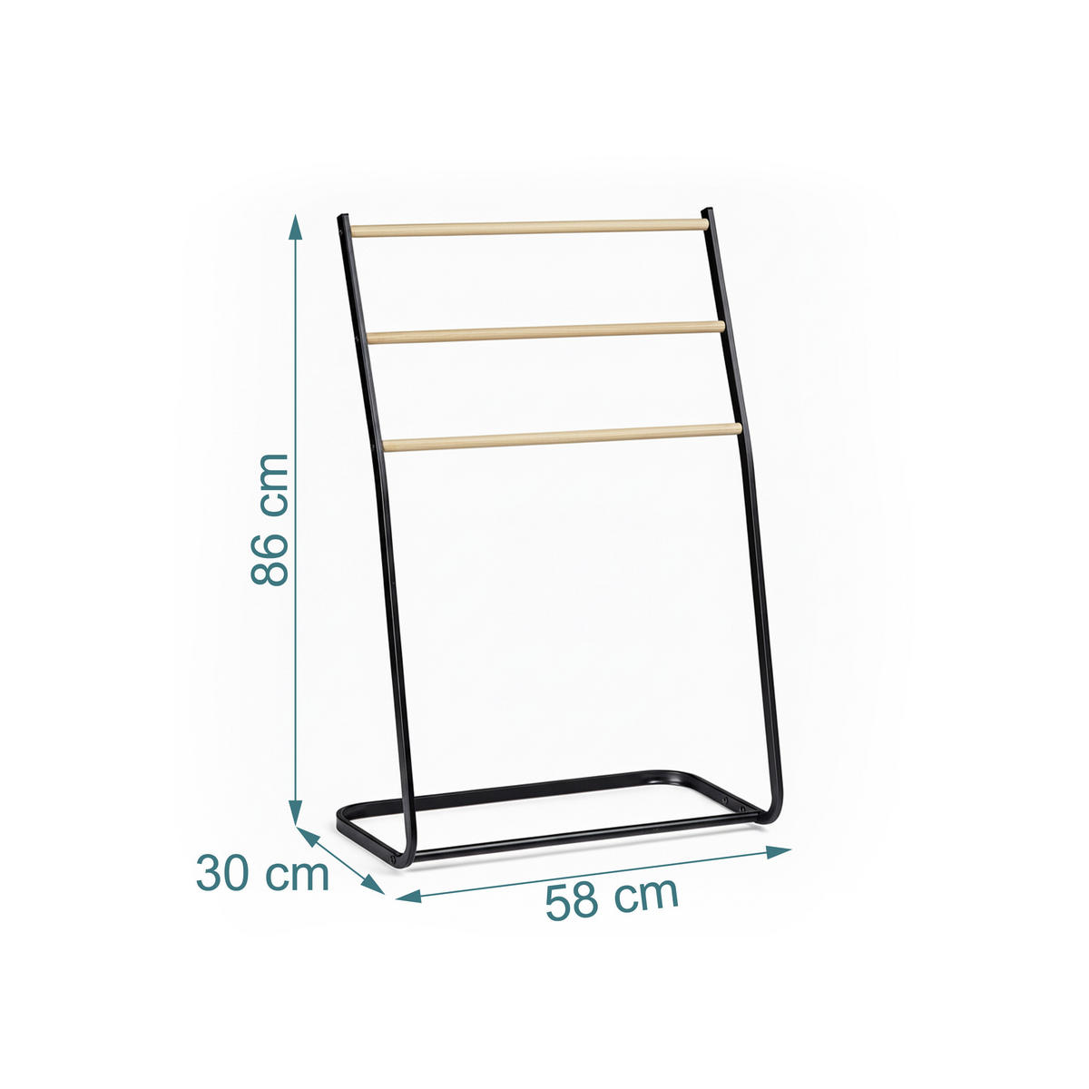 VEŠIAK uterákov - čierna, kov (58/86/30cm) - Relaxdays