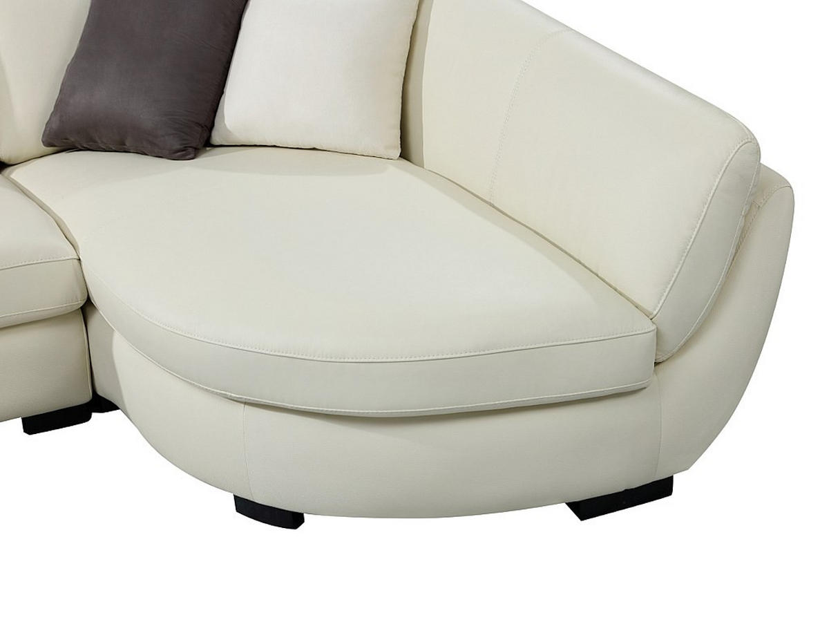 SOFA - 5 Personen - leder - elfenbeinfarben Caipi - Weiß, Leder/Holz (285/85/175cm) - Vente-Unique