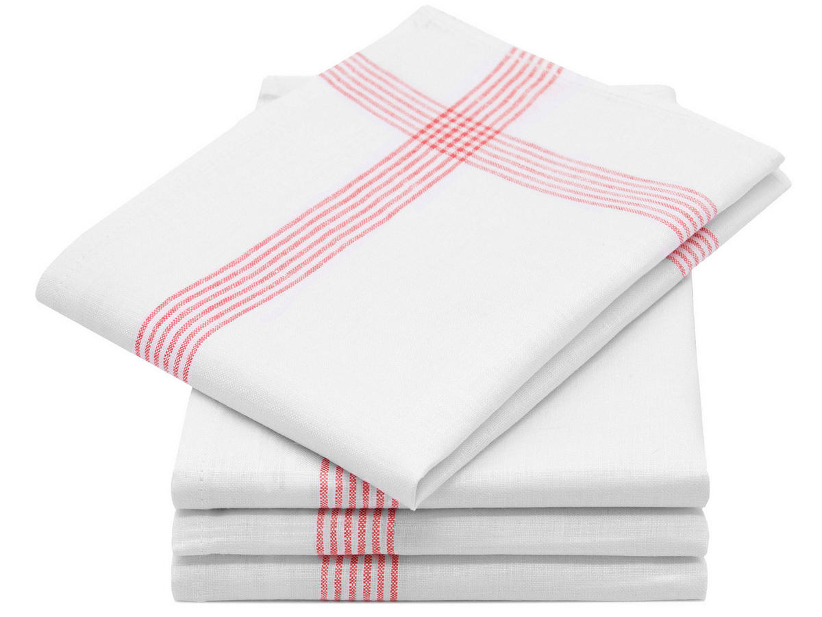 GESCHIRRTÜCHER, 4er-Set, 50x70 cm, 100% Leinen, Weiß - Weiß, Textil (50/70cm) - Zollner
