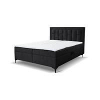 BOXBETT VENEZIA mit 2 Bettkästen, Maße: 140x200 cm, Farbe: Schwarz , Velourstoff, mit Bonell-Matratze inkl. Topper - Schwarz, Holz/Kunststoff (140/200cm) - VENASI MÖBEL