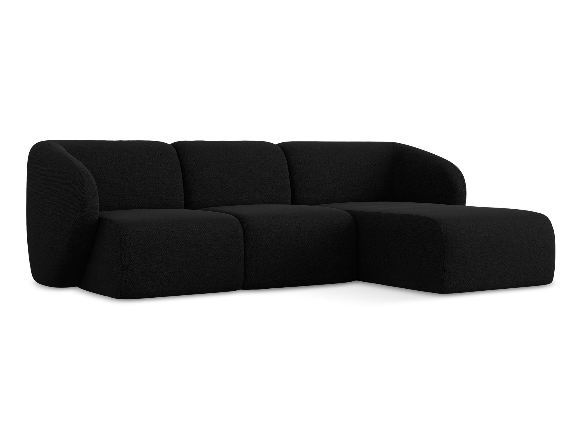 ECKSOFA Rechts Bouclé Stoff Schwarz - Schwarz, Holzwerkstoff/Kunststoff (248/166cm) - Makamii