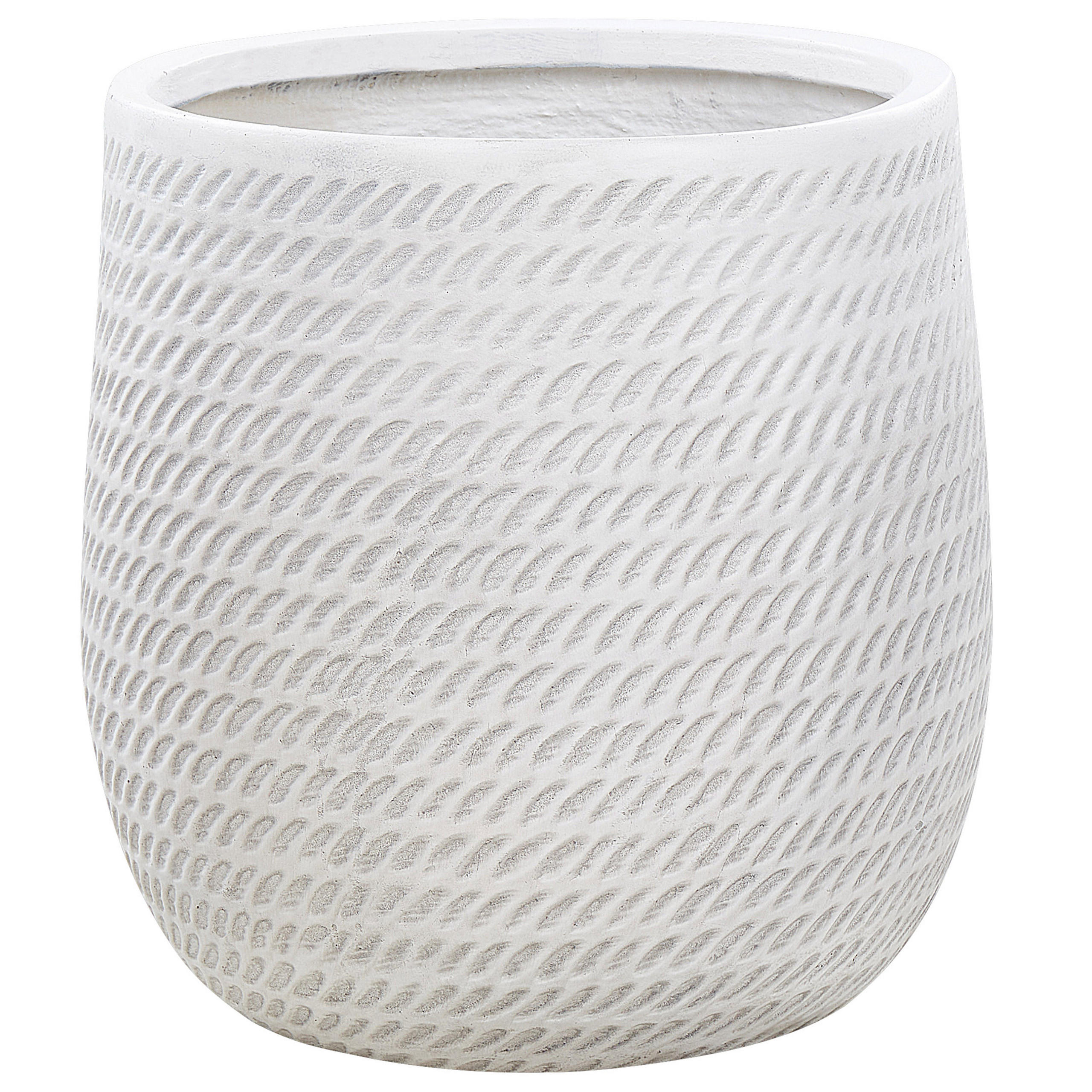 BLUMENTOPF cremeweiß rund 39/39/44 cm Livadia - Weiß, Naturmaterialen (44cm) - Beliani