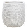 BLUMENTOPF cremeweiß rund 39/39/44 cm Livadia - Weiß, Naturmaterialen (44cm) - Beliani