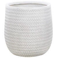 BLUMENTOPF cremeweiß rund 39/39/44 cm Livadia - Weiß, Naturmaterialen (44cm) - Beliani