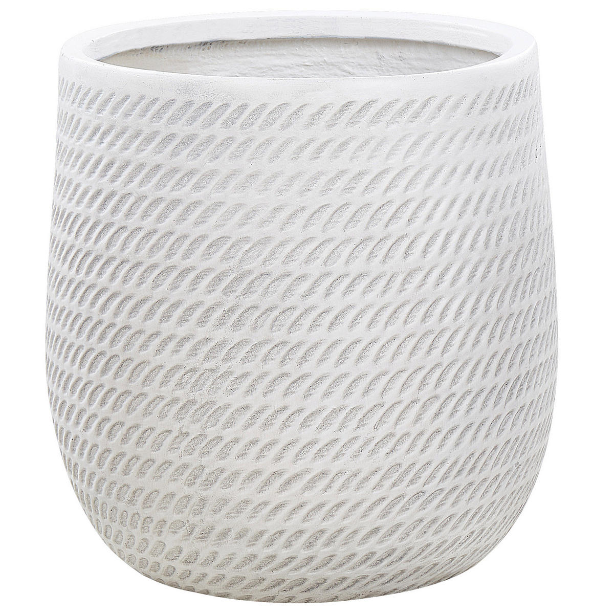 BLUMENTOPF cremeweiß rund 39/39/44 cm Livadia - Weiß, Naturmaterialen (44cm) - Beliani