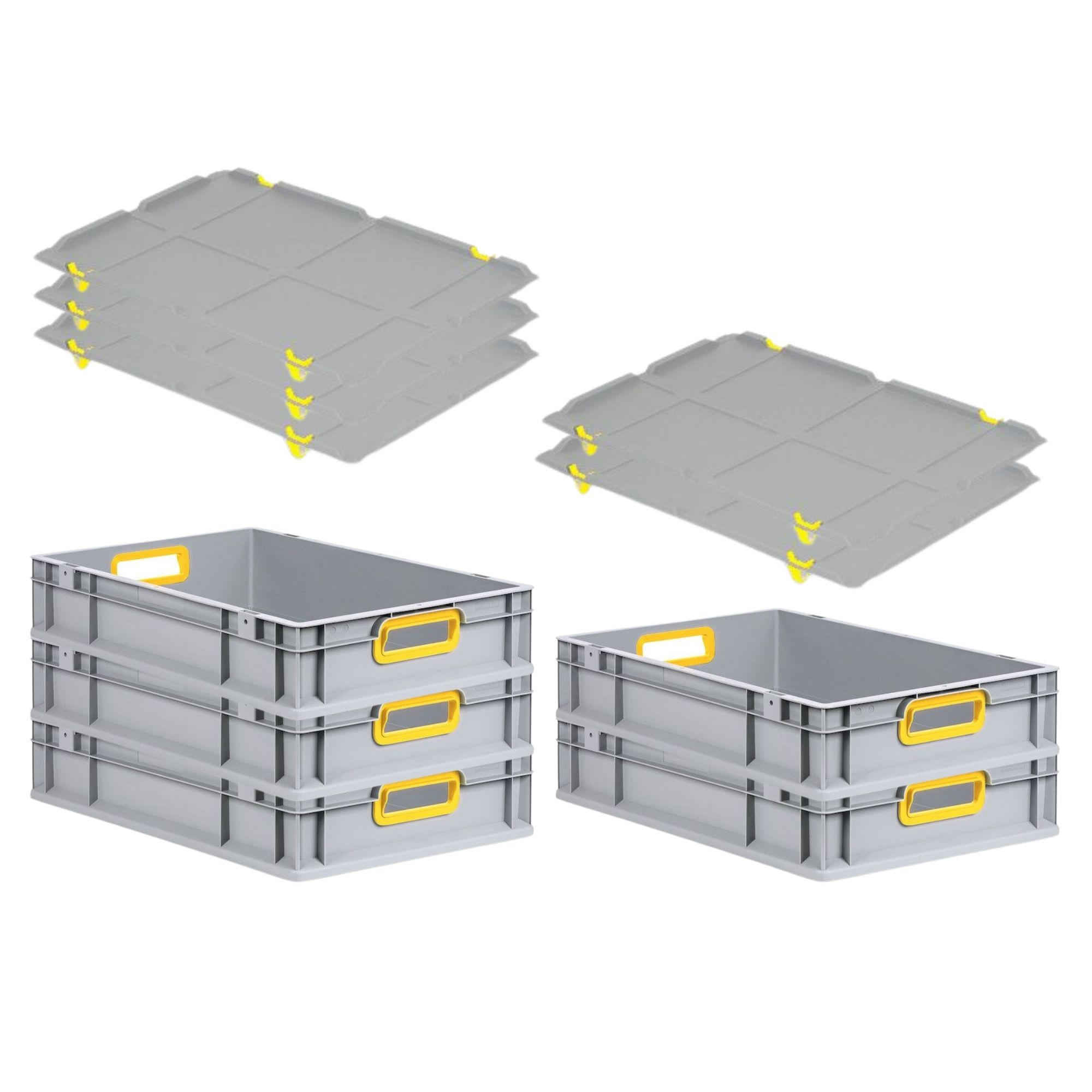 EUROBOX 5x Nextgen Color Mit Auflagedeckel 12x40x60cm Griffe Gelb Offen - Gelb, Kunststoff (40/12/60cm) - PROREGAL