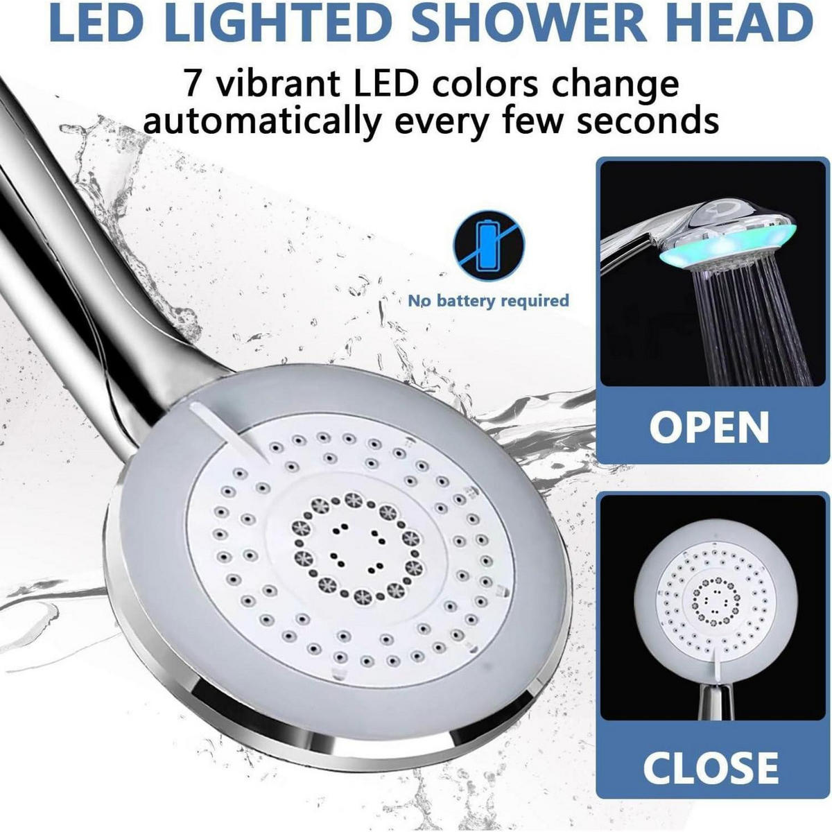 HANDBRAUSE LED 7 Farben 5 Duschmodi 12.5 cm - Multicolor, Kunststoff (12/12.7/27cm)