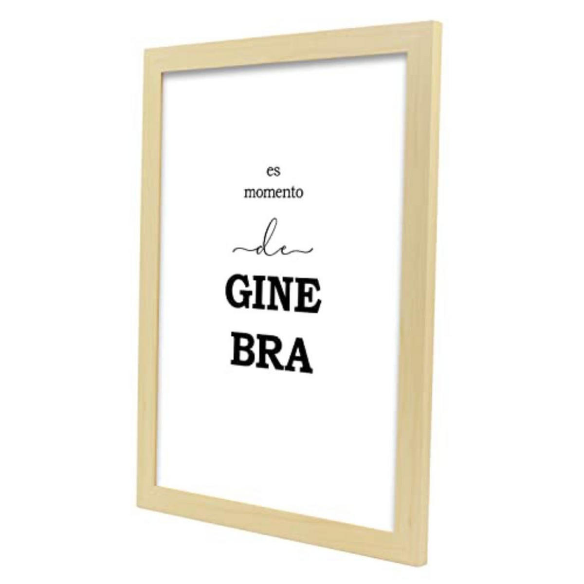 POSTER Set mit 4 Gin TypografieStil A3 Rahmen aus hellem Holz - Beige, Papier (29.7/3cm) - Nacnic