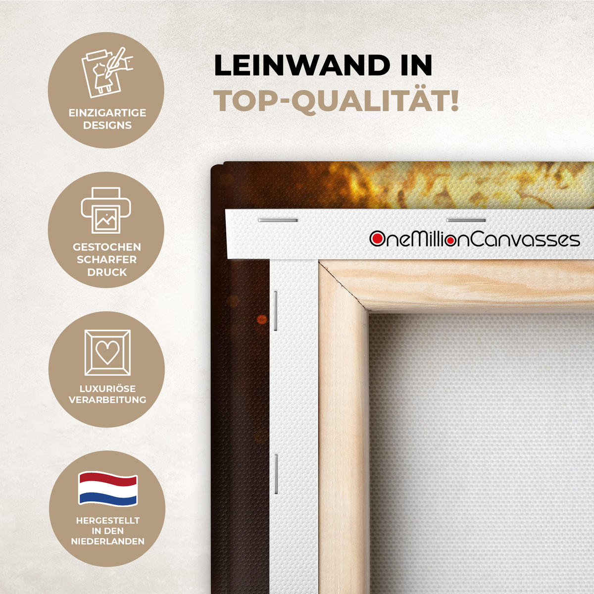 LEINWANDBILD Frau - Gold - Luxus - Porträt Groß 140x90 cm - Goldfarben, Textil (140/90cm) - MuchoWow