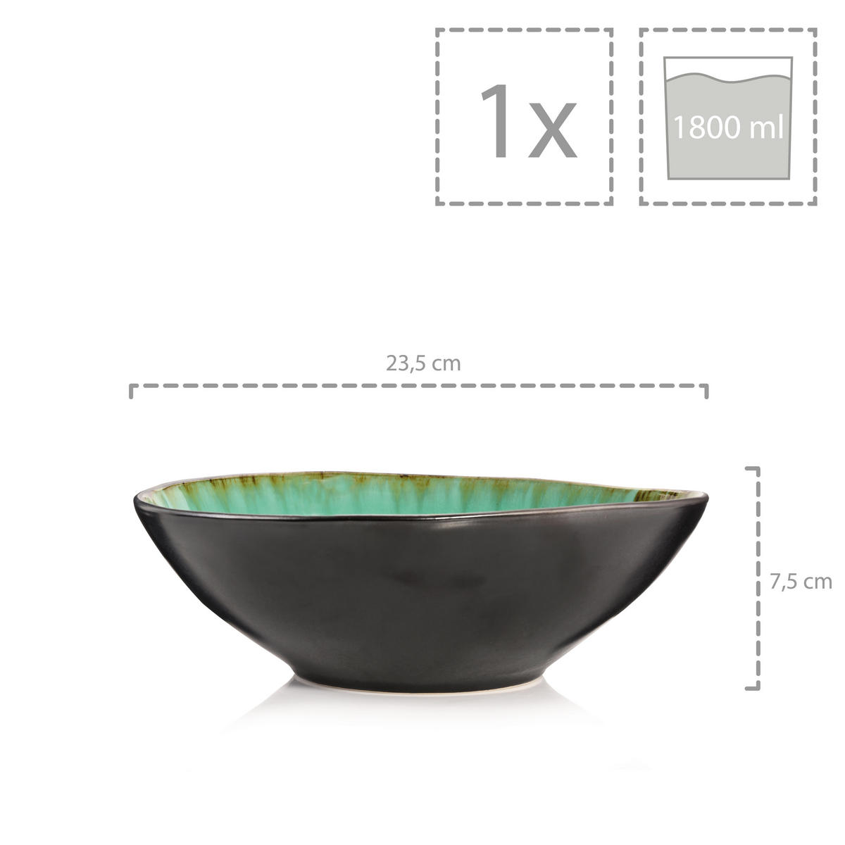 SALATSCHALE PALM BEACH - aus Steingut - Grün, Stein (23.5/23.5/7.5cm) - Sänger