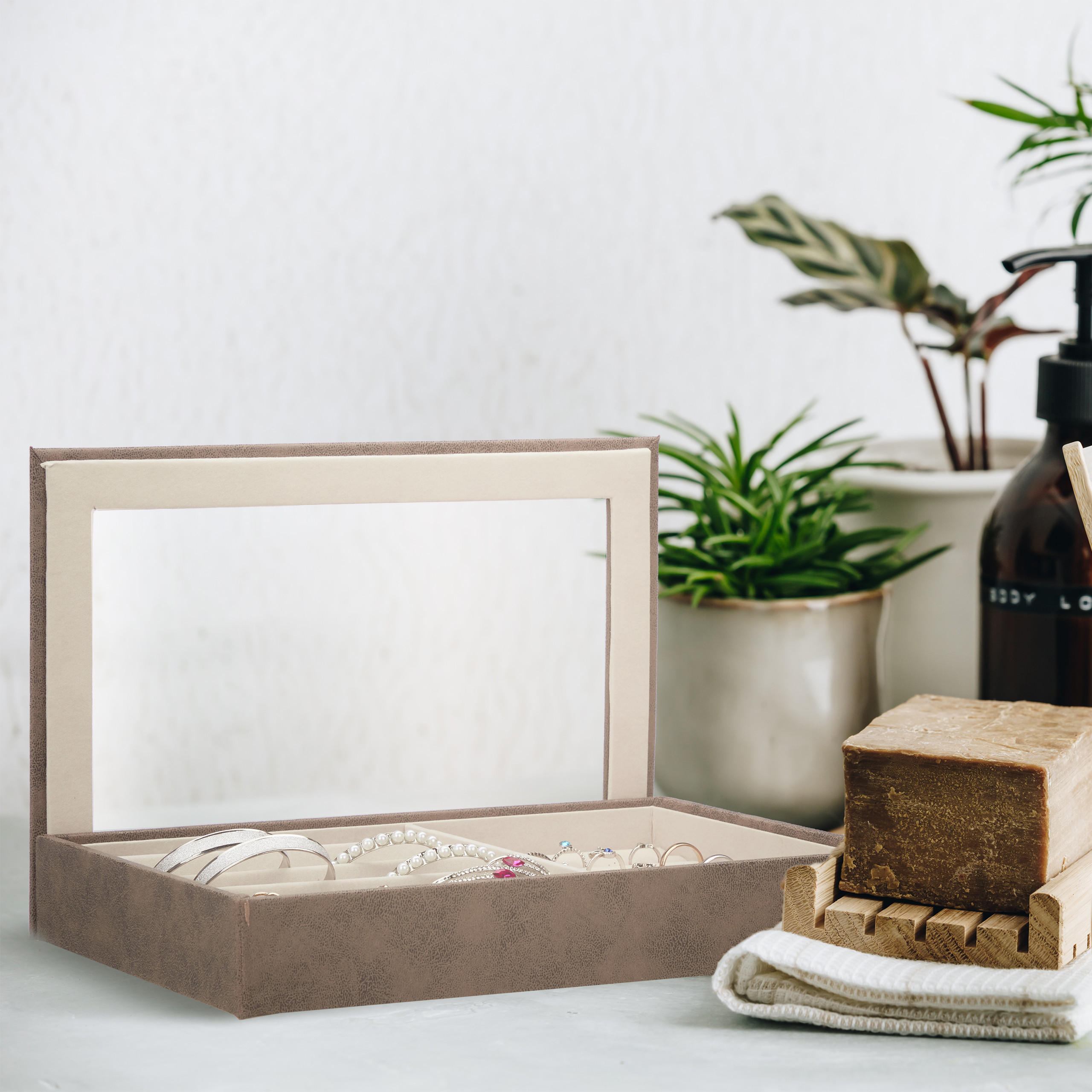 SCHMUCKKÄSTCHEN - Multicolor, Holzwerkstoff/Wellpappe (30/5/21cm) - Relaxdays