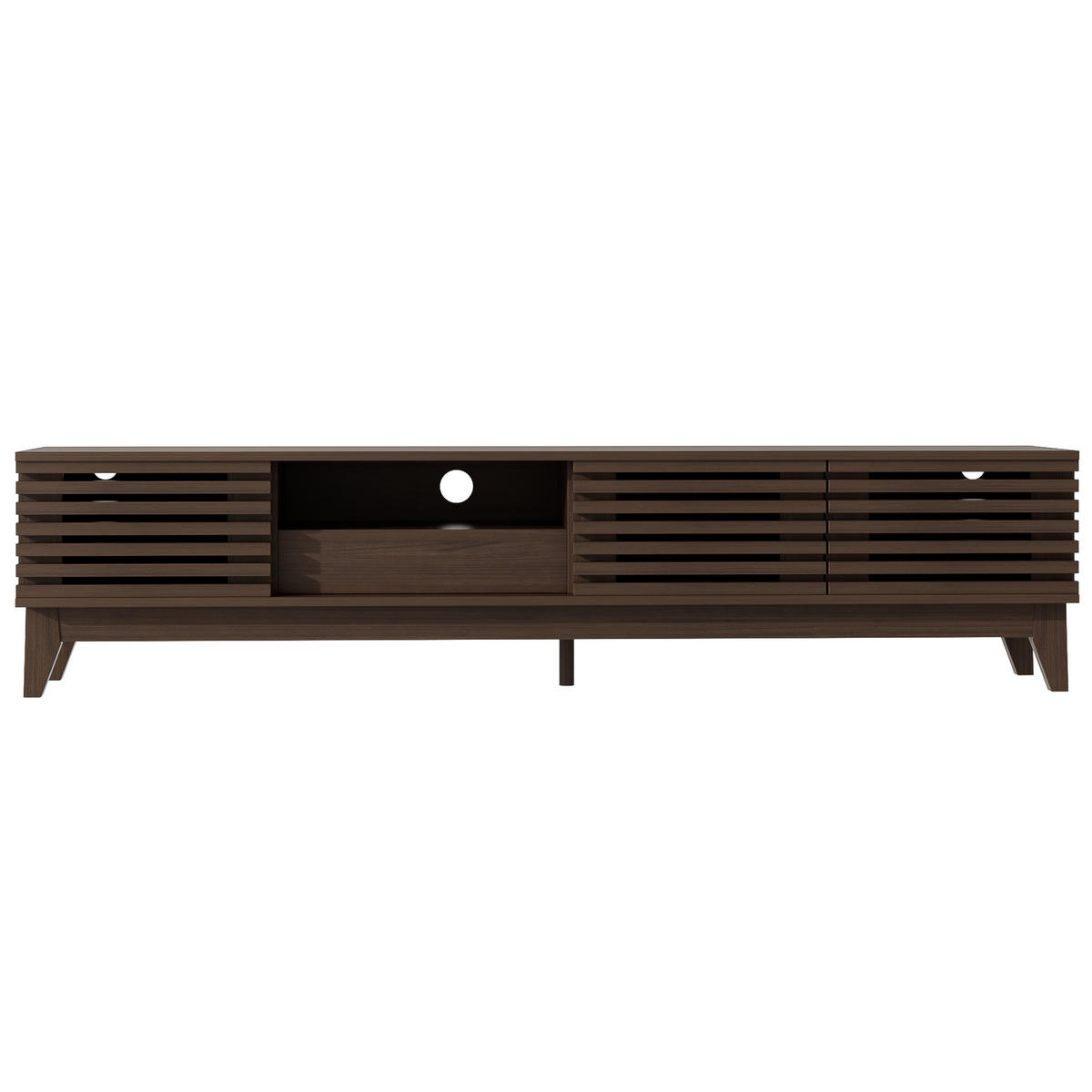 TV-LOWBOARD aus Holzwerkstoff 170x35x40 cm Natur mit 3 Türen, 1 Schublade und Kabeldurchführung im Vintage-Lamellendesign - Naturfarben, Holzwerkstoff (170/40/35cm) - Modfu