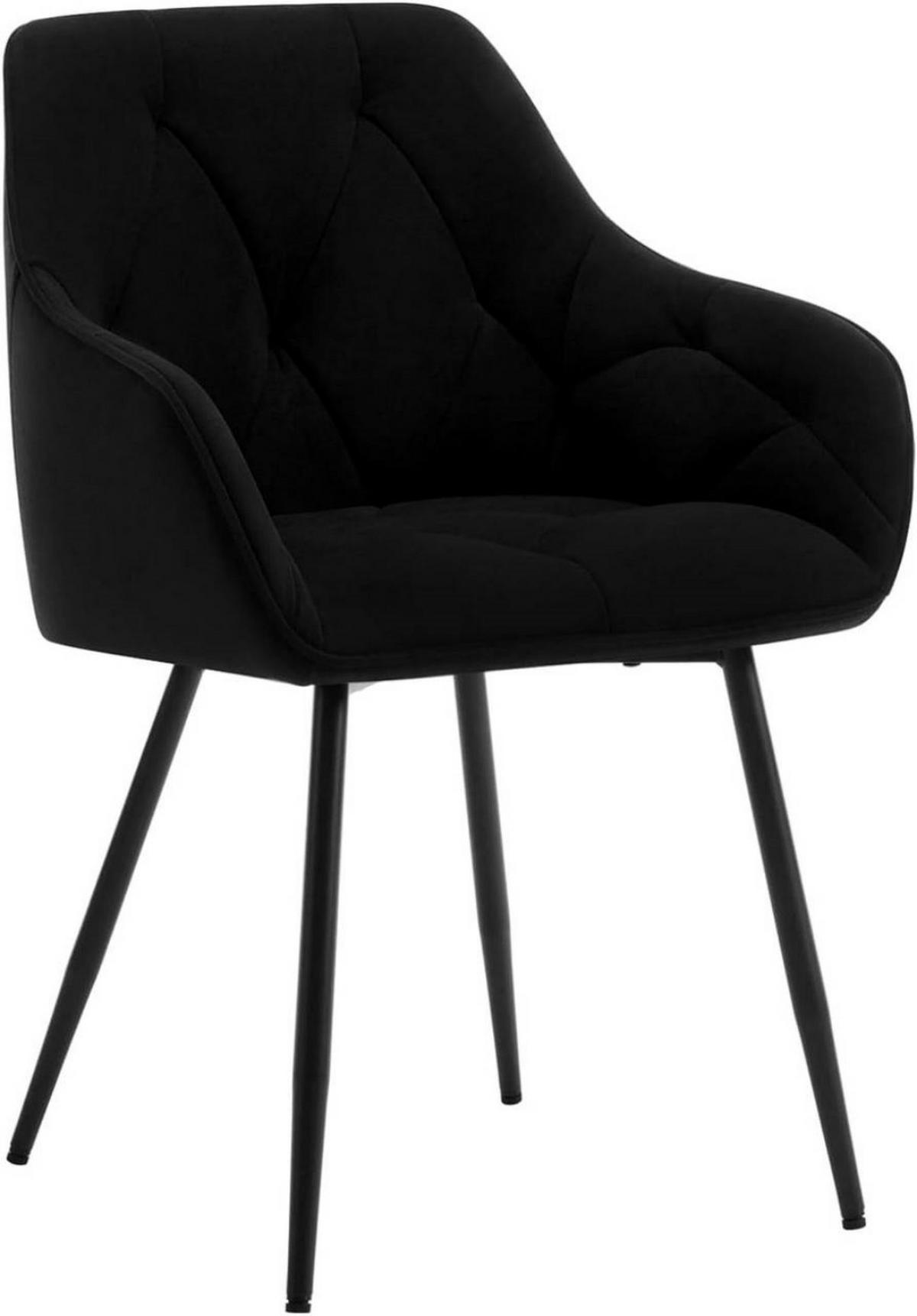 ESSZIMMERSTUHL ergonomisch, aus Samt, Schwarz - Schwarz, Kunststoff/Textil (56/83.5/53cm) - Woltu