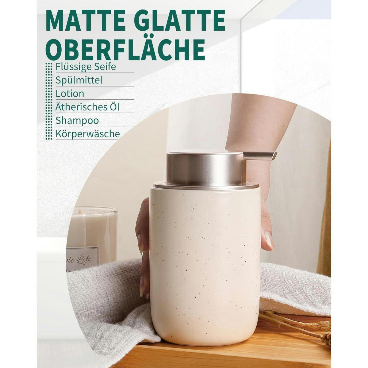 SEIFENSPENDER Keramik 350ml Beige & Rosa - Beige, Keramik (8/14/8cm)