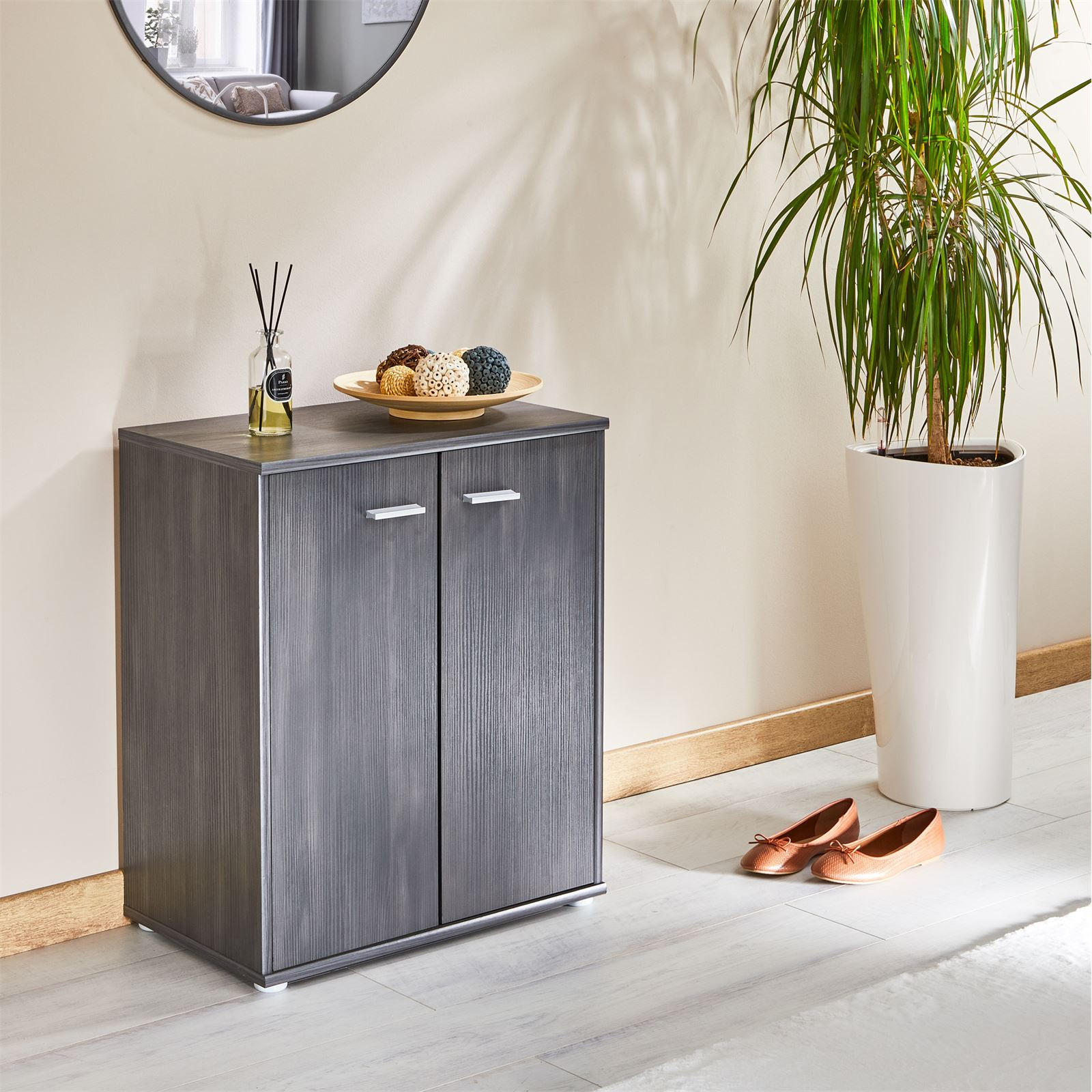 SCHUHSCHRANK LENNIS - Eschefarben, Holzwerkstoff (60/70/35cm) - CARO-Möbel