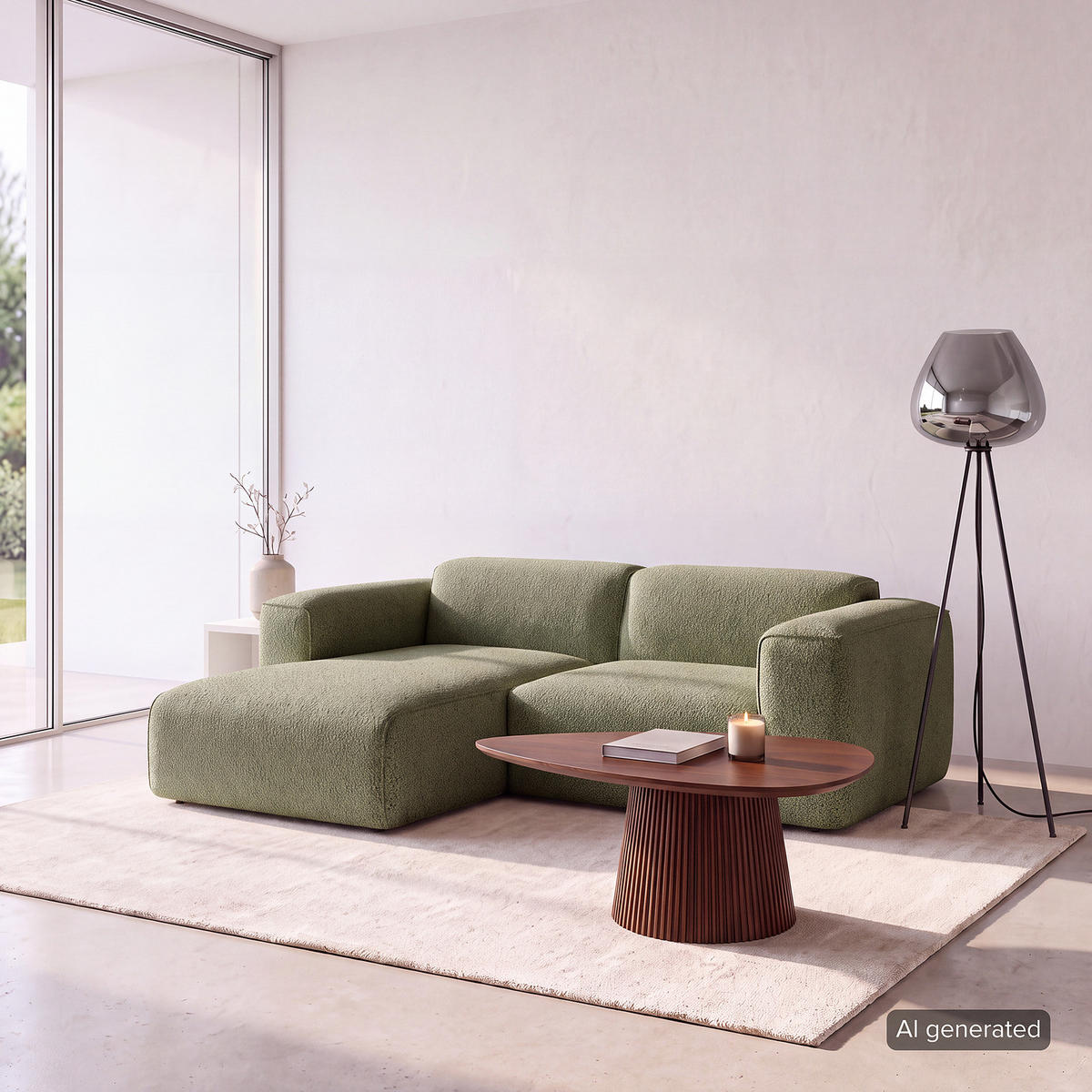 1,5-SITZER ECKSOFA mit Longchair - Schwarz/Grün, Kunststoff/Textil (260/173cm) - home24