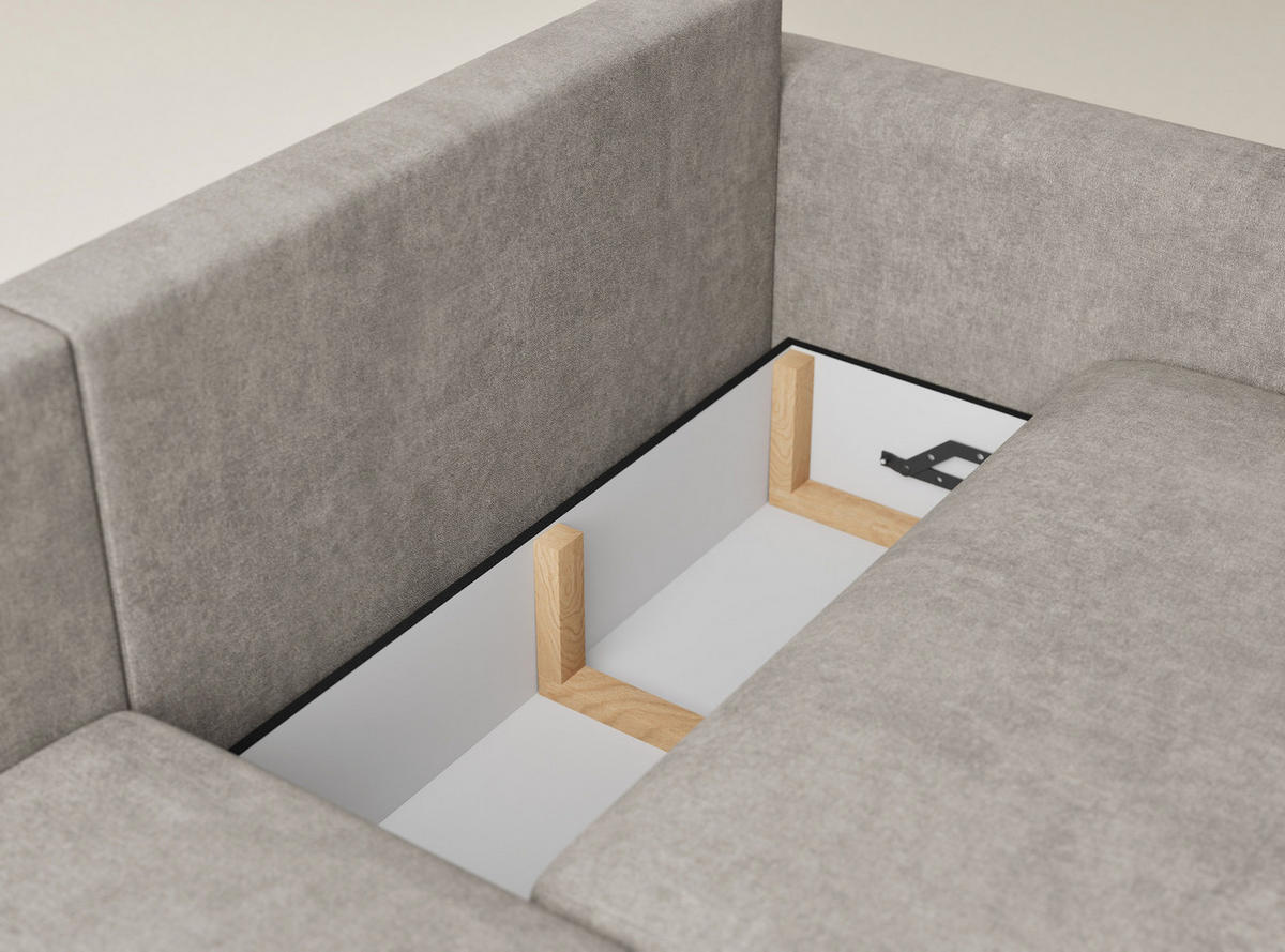 ECKSOFA MIT SCHLAFFUNKTION Leon Braun Webstoff - Schwarz/Braun, Holz/Holzwerkstoff (148/239cm) - Maison de Reve