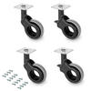 ROLLEN Hole 2 mit Montageplatte, Durchmesser 60mm, Stahl und Kunststoff, Kunststoff grau 4er-set - Grau, Metall (12/12/18.5cm) - EMUCA