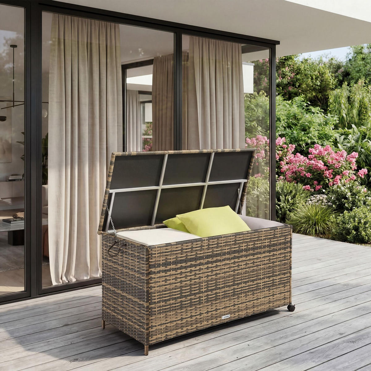 AUFLAGENBOX Kuusamo, 116 x 54 x 64 cm, natur - Naturfarben, Kunststoff (54/64/116cm) - tectake