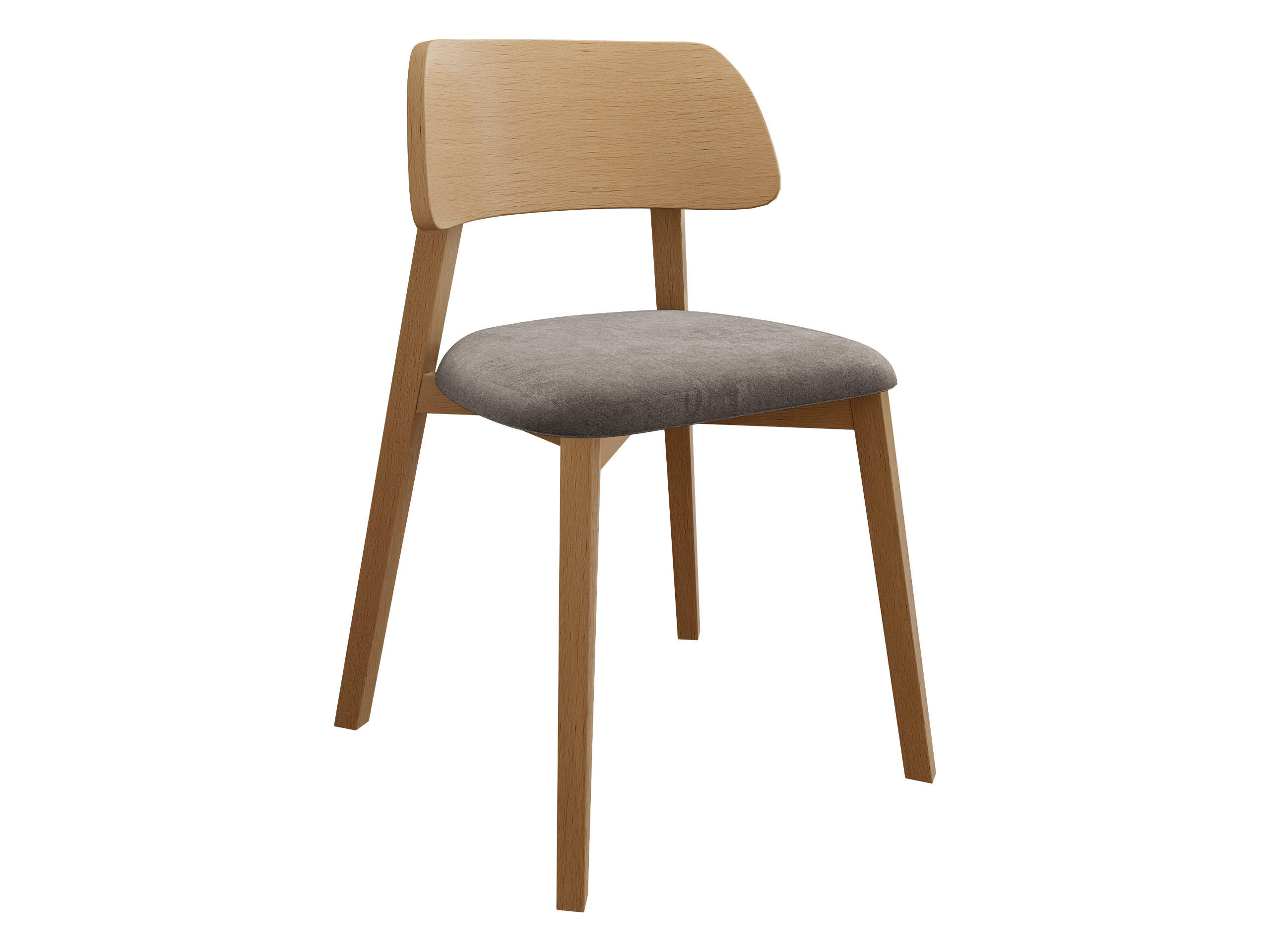 POLSTERSTUHL Dario, Holzfarbe: Natur - Naturfarben/Grau, Holz/Textil (47/80/50cm) - MIRJAN24