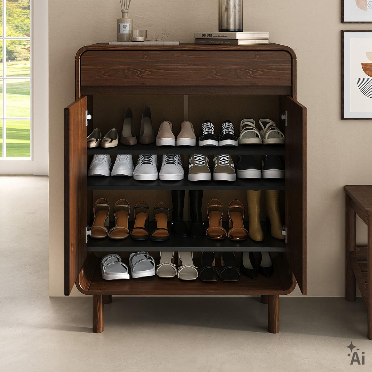 SCHUHSCHRANK JUAN nussbaum - Nussbaumfarben, Holz (79/104/37cm) - IDIMEX