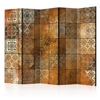 PARAVENT Akustik 5-tlg 225x172 cm Vintage Mosaikfliesen - Orange, Holz/Textil (225/172/3cm) - Muralo