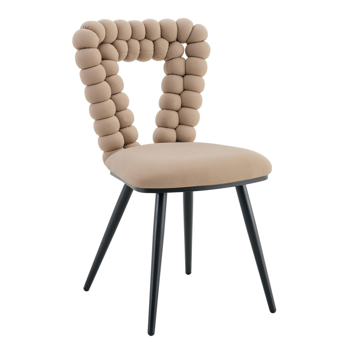 ESSZIMMERSTUHL 2er-Set Samt Camel mit Metallbeinen - Braun, Metall (44/85/45cm) - Meubliv