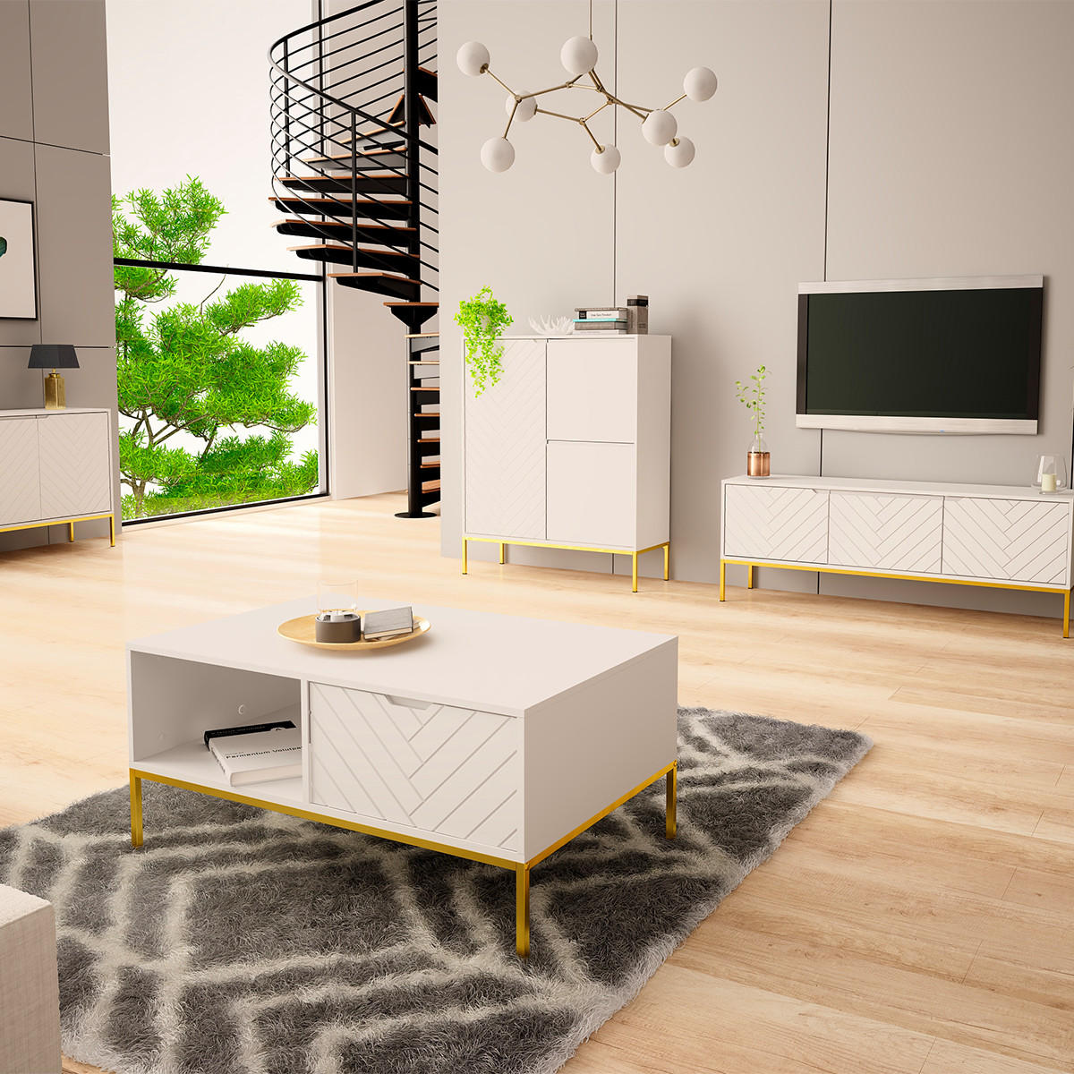 COUCHTISCH Daria Weiß - Weiß, Holzwerkstoff (68/104/69cm) - Petits-meubles