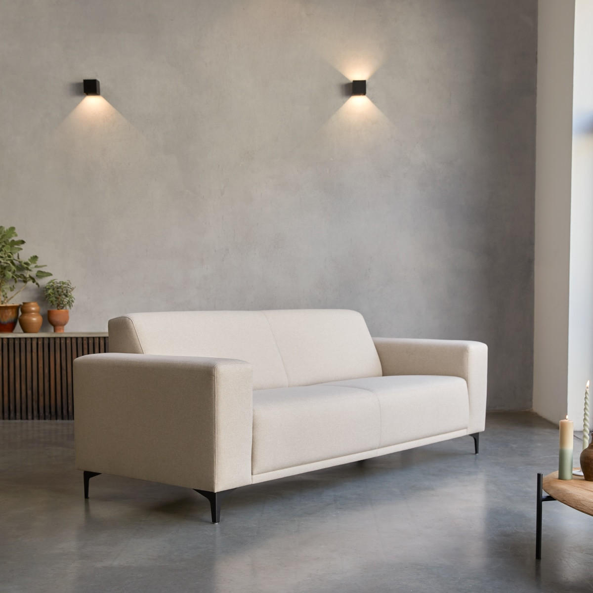 SOFA Lars Beige aus Stoff - Beige, Textil (224/80/90cm) - Tikamoon