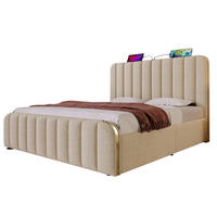 POLSTERBETT aus Leinen 140x200 cm in Beige mit USB- & Typ-C-Anschluss - Beige, Textil (140/200cm) - Modfu