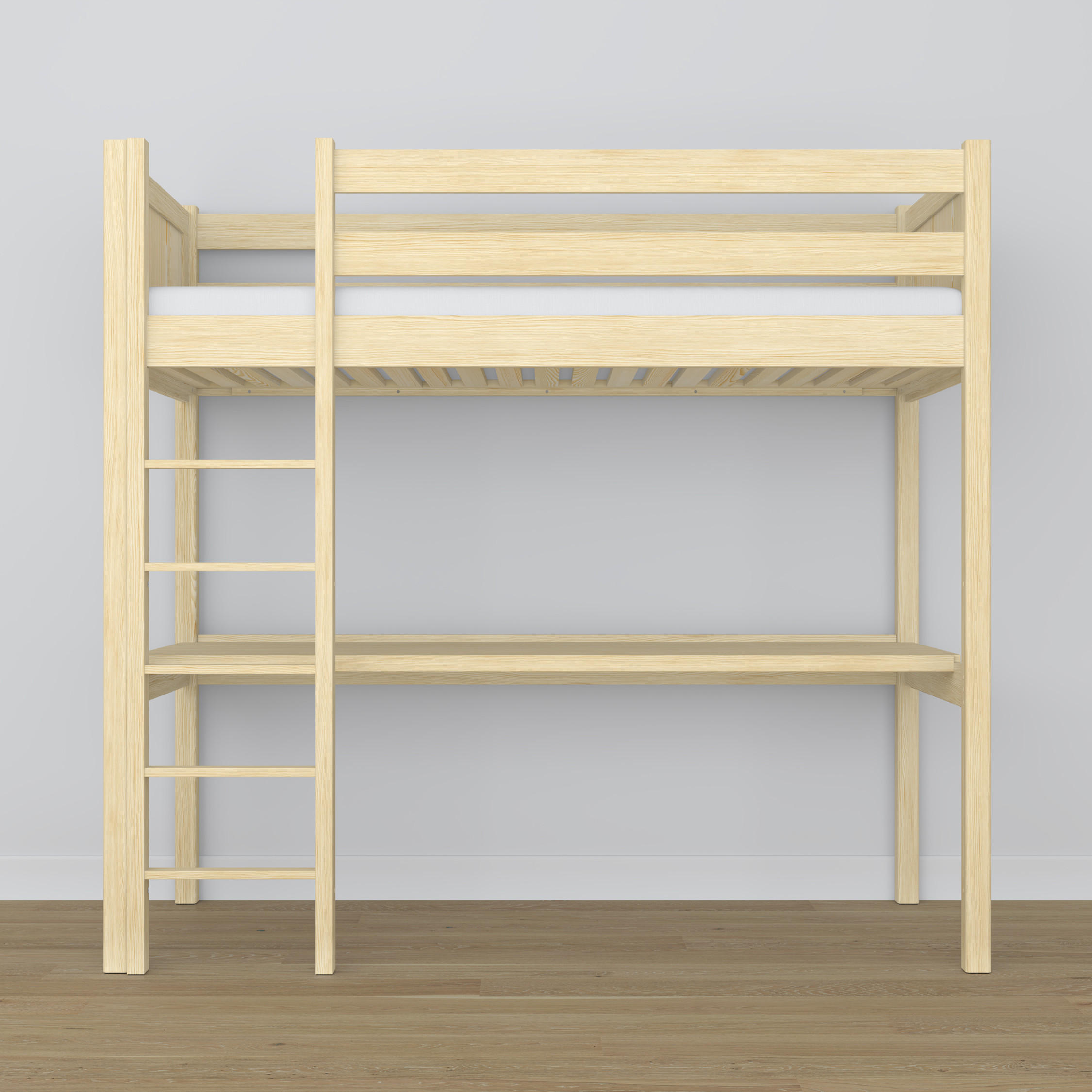 HOCHBETT N06 mit Schreibtisch Klare Kiefer 120/200 - Braun, Naturmaterialien/Holz (120/200cm) - N-Wood