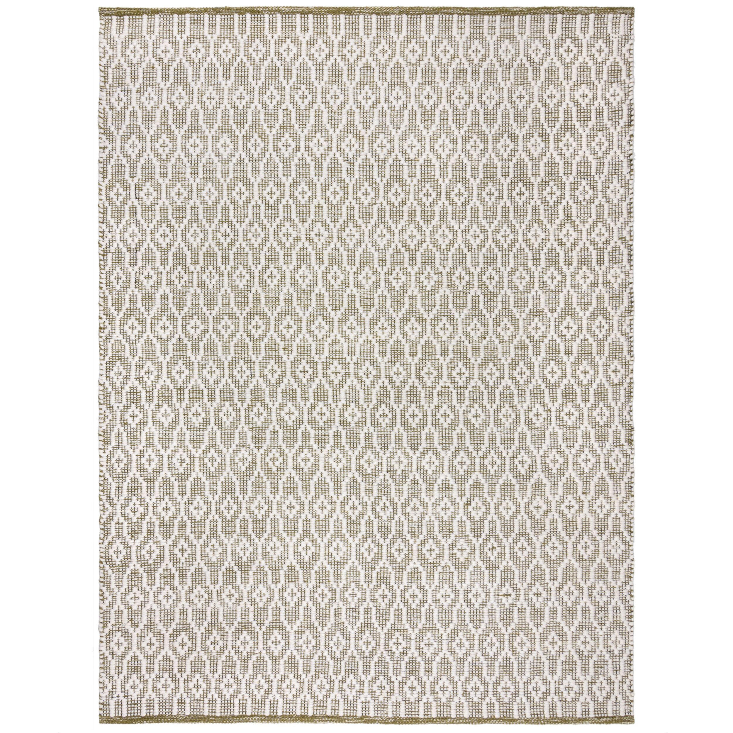 TEPPICH Wolle Kurzflor Diamant Muster, Wohnzimmer Hellgrün Rechteckig 120x170 - Grün, Textil (170/120cm) - KADIMA DESIGN