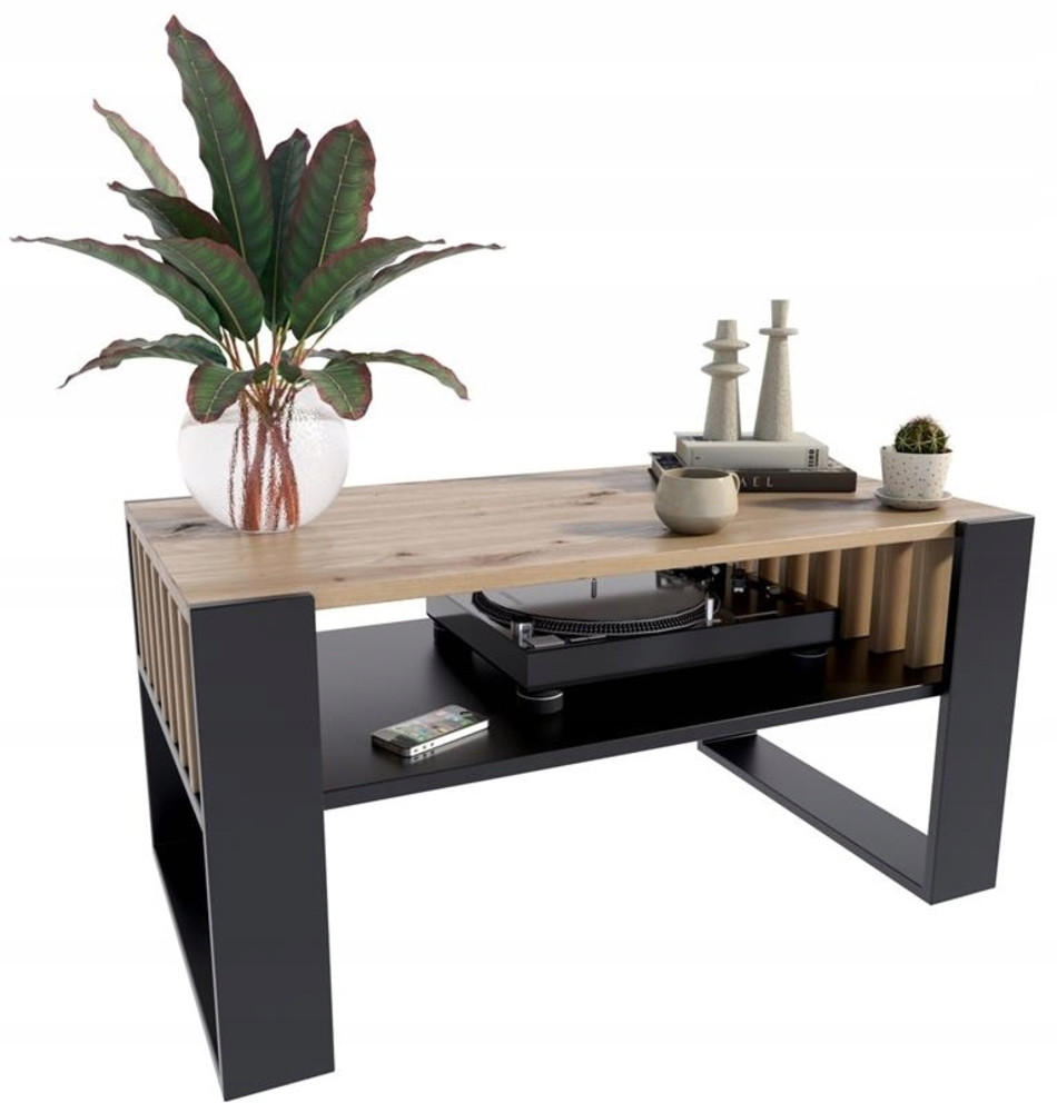 COUCHTISCH IGA Artisan Eiche-Schwarz 100/53,6/50 cm - Multicolor, Holzwerkstoff (53.6/100/50cm) - Matkam Möbel