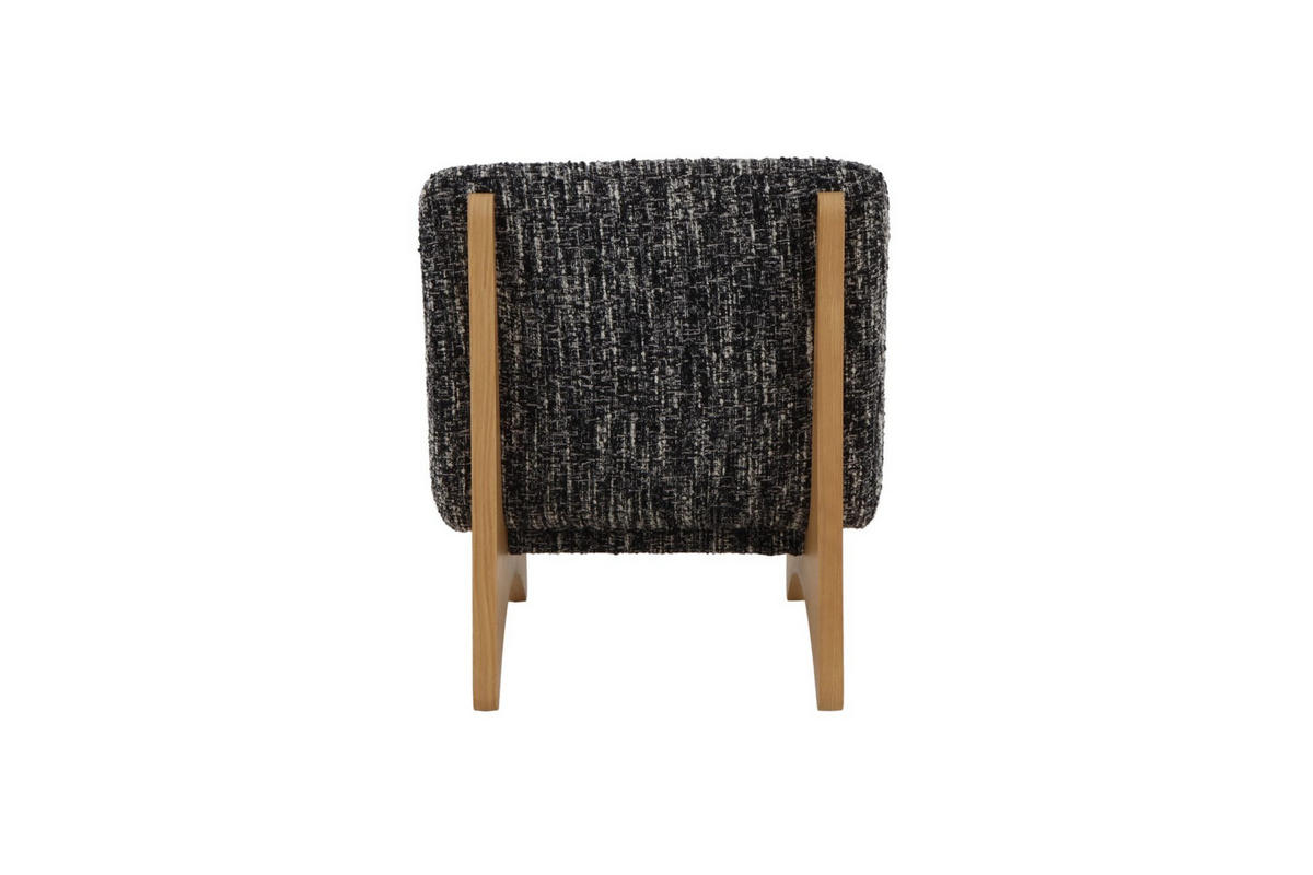 SESSEL Tommy, Natur Massiveiche + schwarz-weißer Stoff - Multicolor, Holz (73/86/88cm) - WOODEK