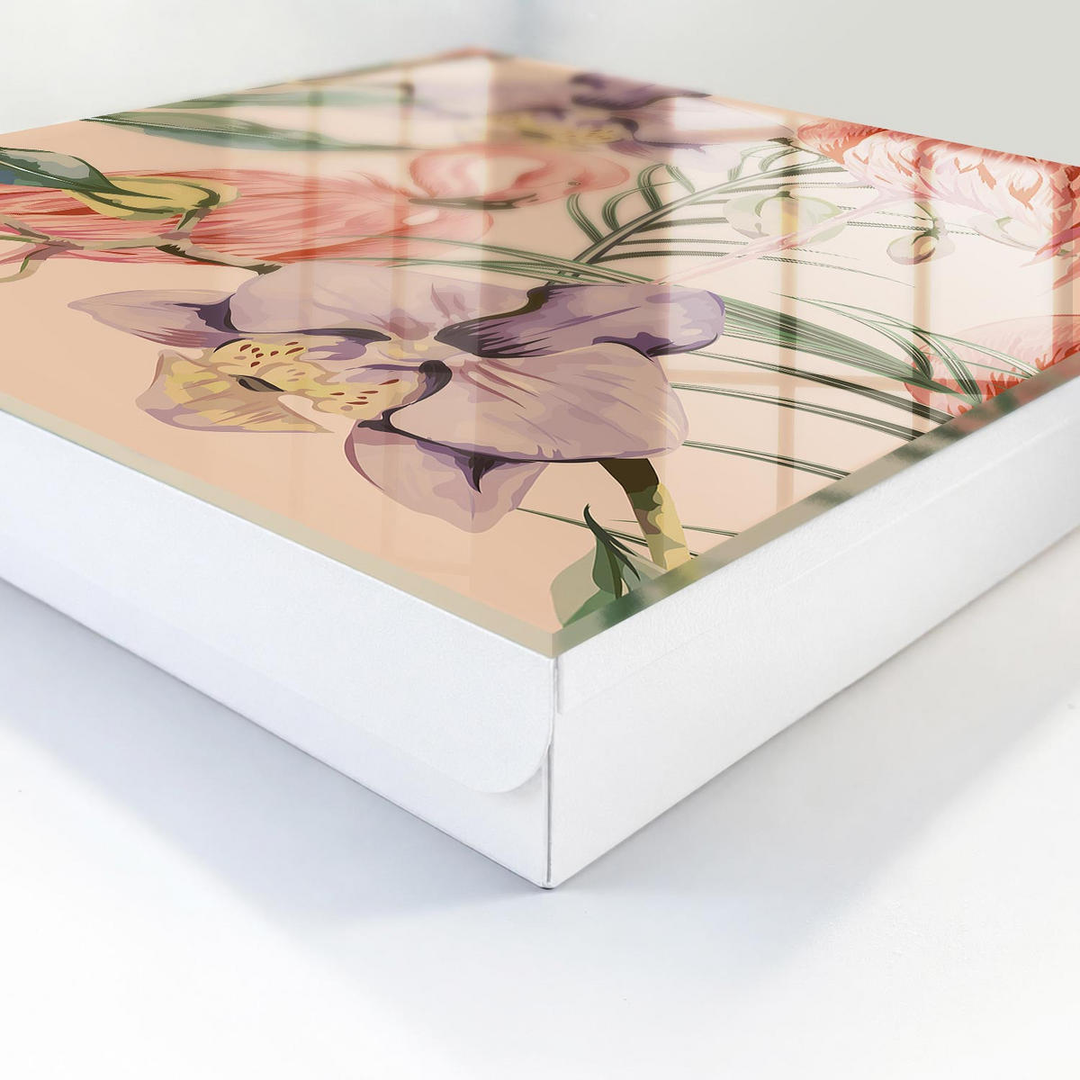 SCHLÜSSELBOX Weiß 30x30 cm – Türöffnung nach rechts - Exotische Eleganz - Pink, Metall (30/30/5cm) - TULUP
