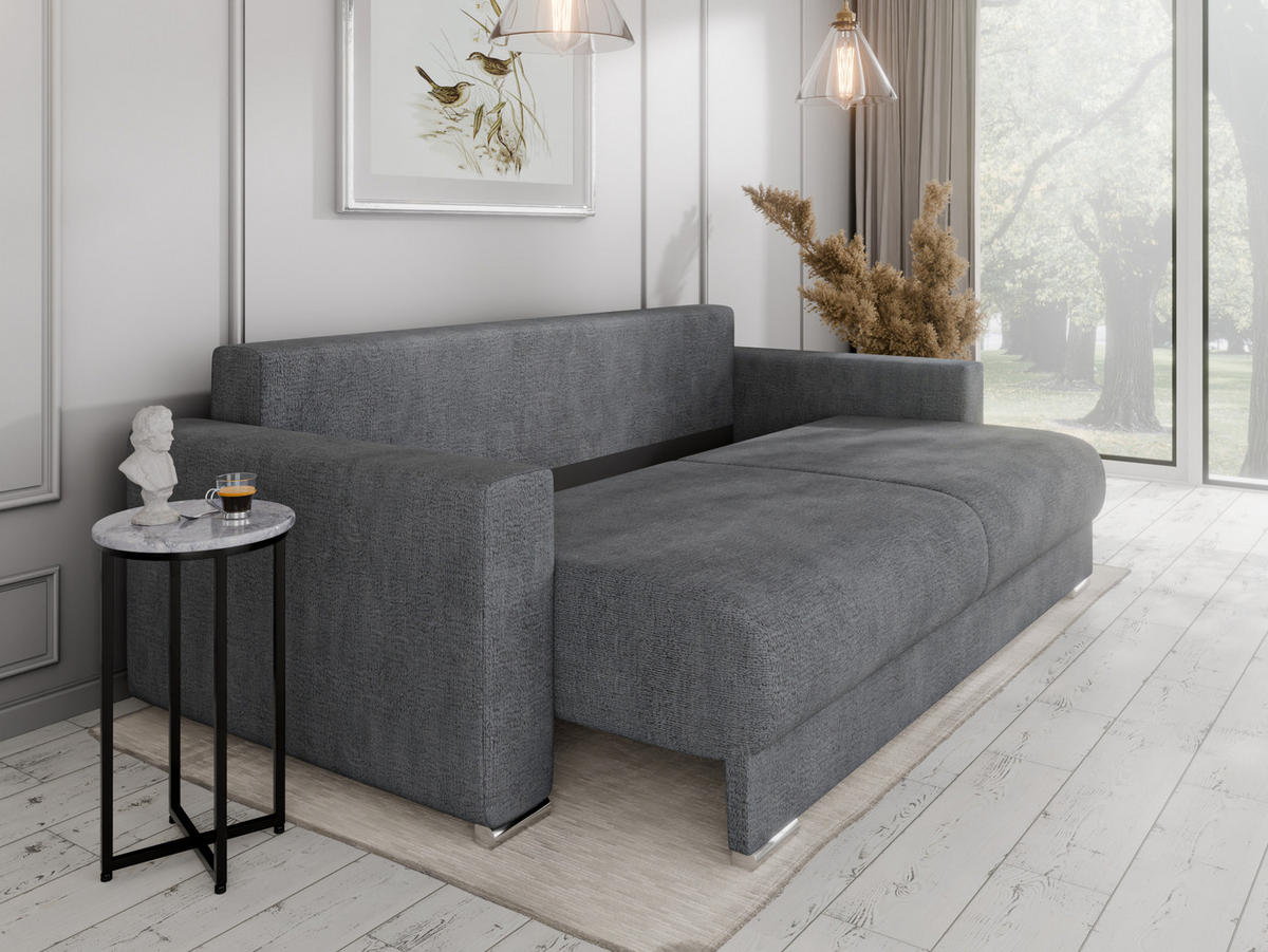 SCHLAFSOFA Calma mit Bettkasten 3-Sitzer modernen Stil, Dunkelgrau - Dunkelgrau, Holz (229/87/97cm) - Panda Möbel