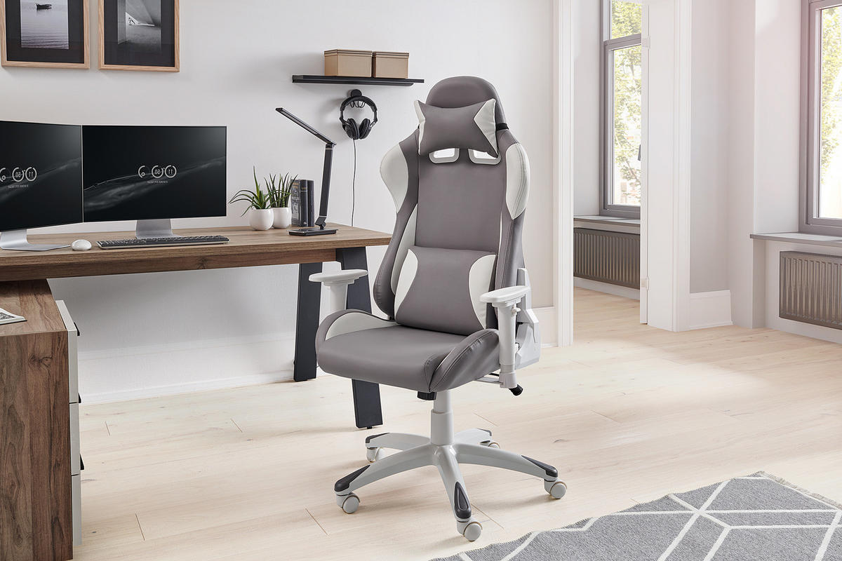 GAMING CHAIR - Kunstleder - Grau, Kunststoff (66/134/59cm) - home24