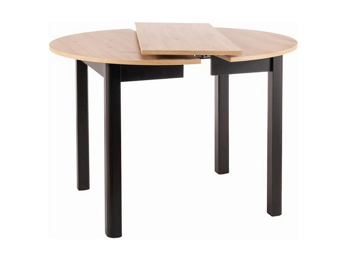 ESSTISCH rund ausziehbar Eiche Artisan Schwarz 102x75 cm - Schwarz/Eiche Artisan, Holzwerkstoff (102/102/75cm) - designimpex