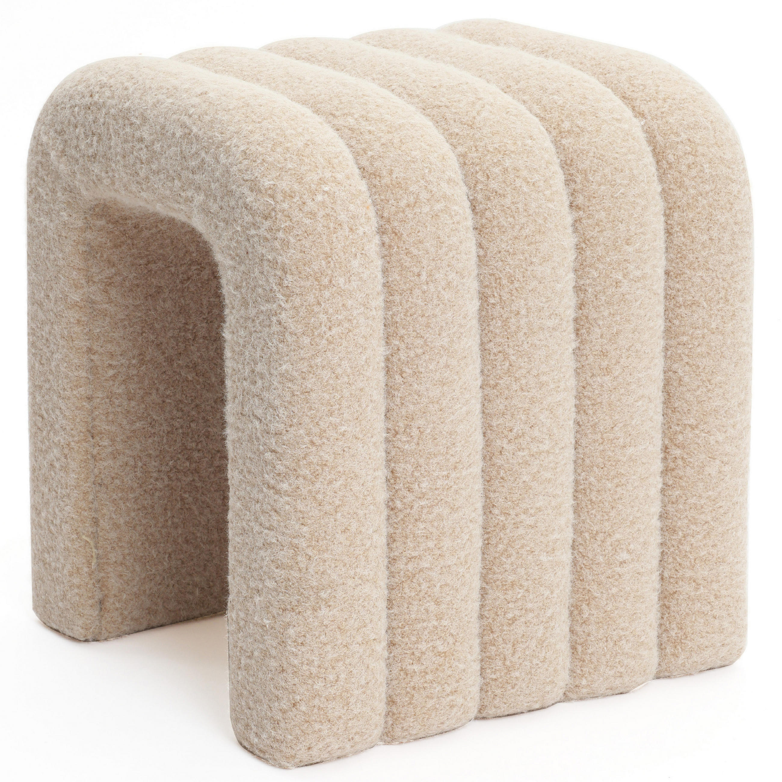 HOCKER Bogenform Beige - Creme, Holzwerkstoff/Textil (39.5/46/39cm) - Hometopia