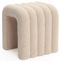 HOCKER Bogenform Beige - Creme, Holzwerkstoff/Textil (39.5/46/39cm) - Hometopia