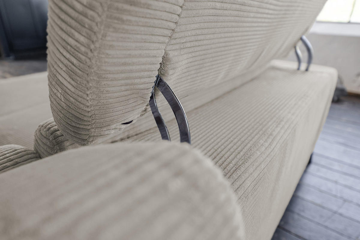 ECKSOFA LAISKA Steingrau Cord - Schwarz/Grau, Textil/Metall (282/177cm) - KAWOLA